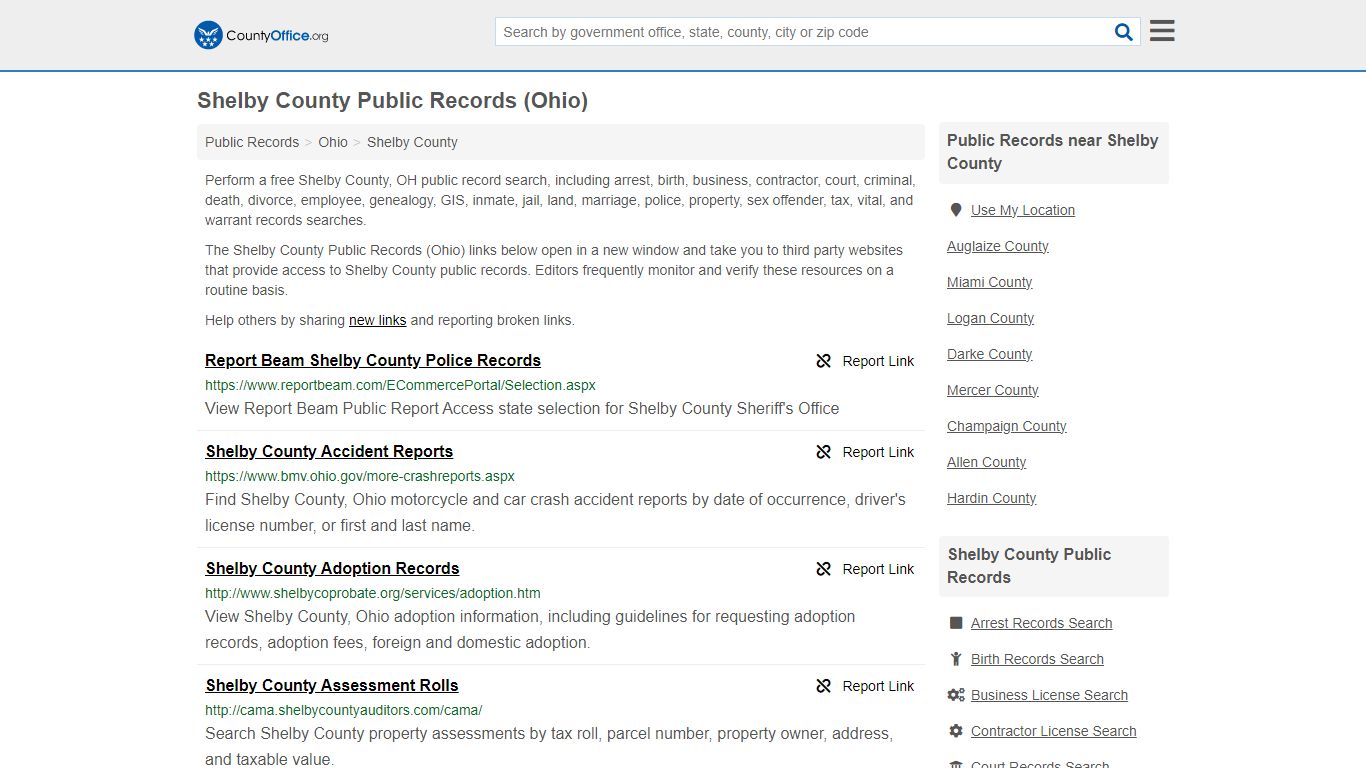 Shelby County Public Records (Ohio) - County Office